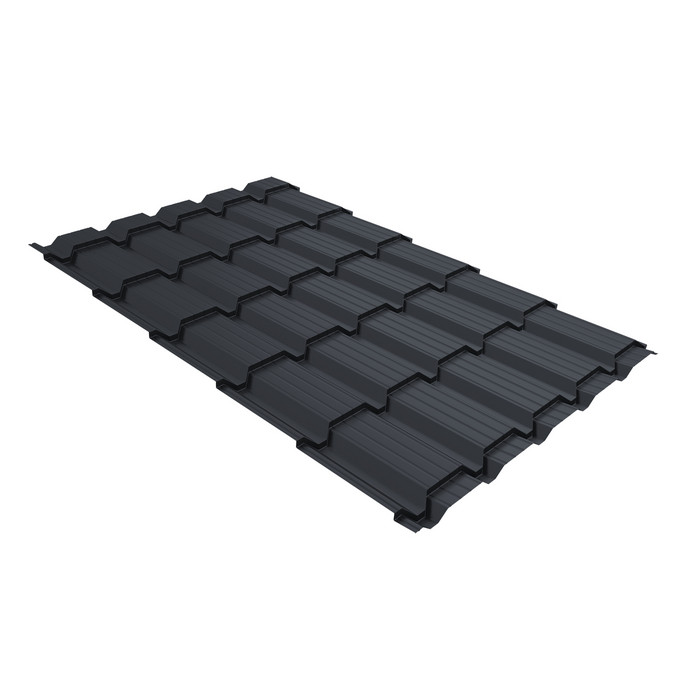 Металлочерепица Grand Line Верховье Quadro profi (Квадро Профи) 0,5 Rooftop Бархат RAL 7024 мокрый асфальт