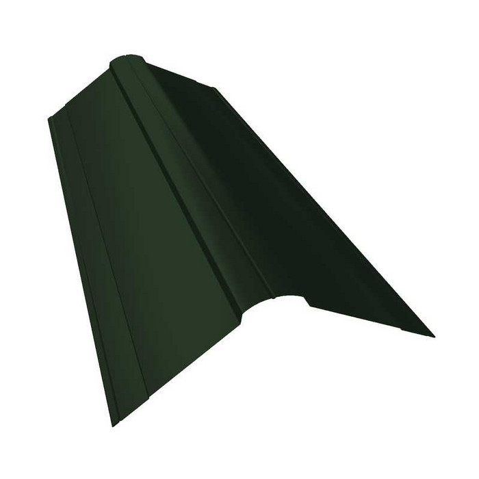 Планка конька фигурного 150x150 0,5 GreenCoat Pural BT RR 11 темно-зеленый (RAL 6020 хромовая зелень) - фото №1