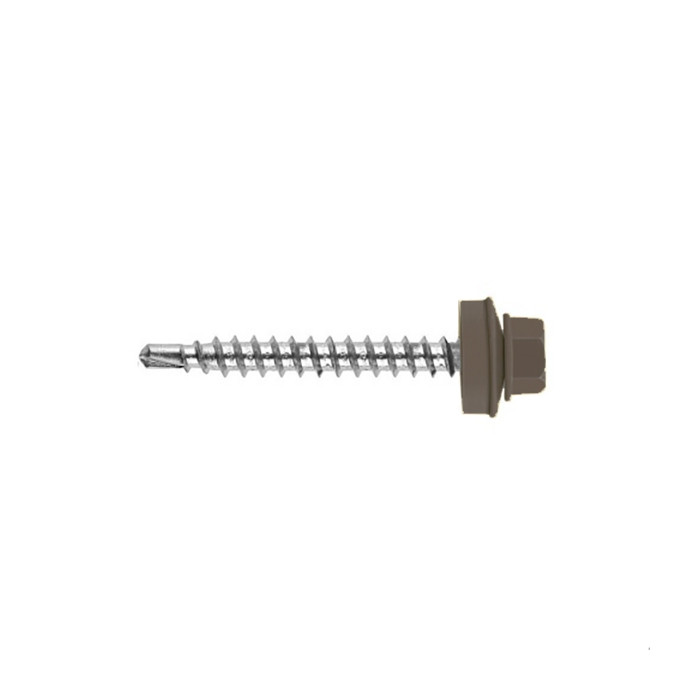 Саморез кровельный Daxmer 4,8х35 RAL 8028 (250) сверло №1 - фото №1